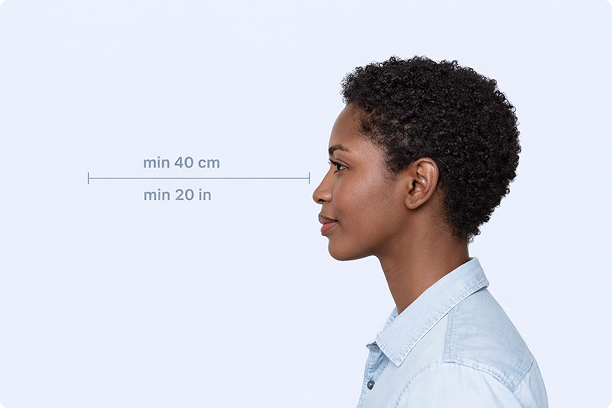 Correct distance for passport photo